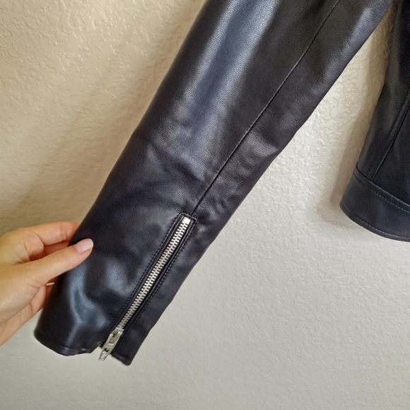 BLANK NYC  Faux Leather Full Zip Moto Jacket Black Turn Down Collar Sz M - Picture 3 of 8